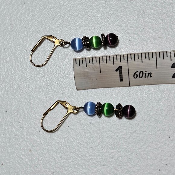 Statement Colorful Marble Beaded Drop Earrings Leverback Hooks Fashion Jewelry - Picture 4 of 4